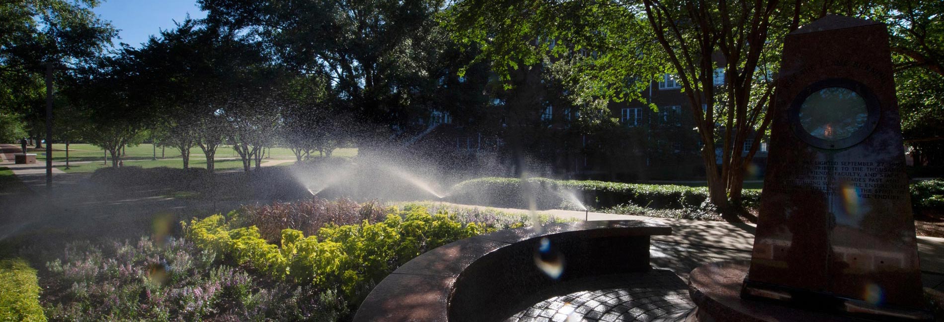 Scenic shots of Mississippi State University campus buildings and areas